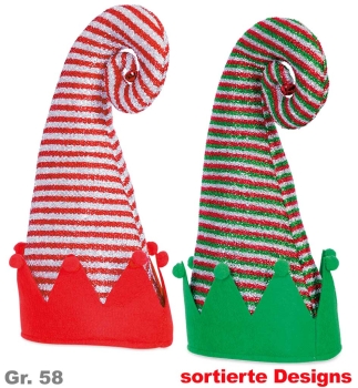 Hut Weihnachtself, sort., Gr. 58 cm
