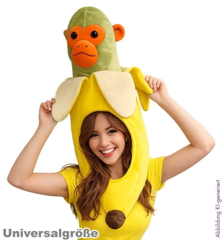 Bananenhut mit Affe, Universalgröße für Erwachsene