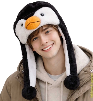 Plüschmütze Pinguin, Universalgröße für Erwachsene