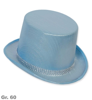 Zylinder blau, Hutband mit Strassoptik, Gr. 60 cm