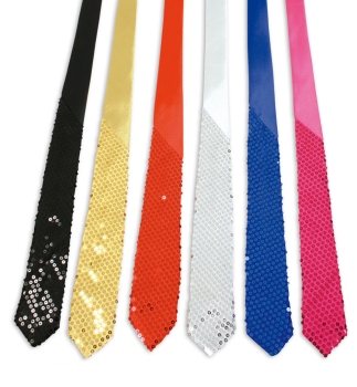 Pailletten-Krawatte edel, sort. Farben
