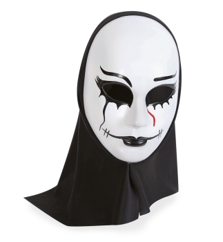 Halbmaske Horror mit Haube