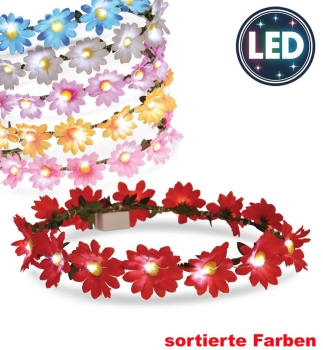 Haarband Blumen LED, sort., mit 15 Blumen