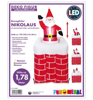 Preview: Nikolaus aufblasbar, ca. 178cm x 135cm x 75cm