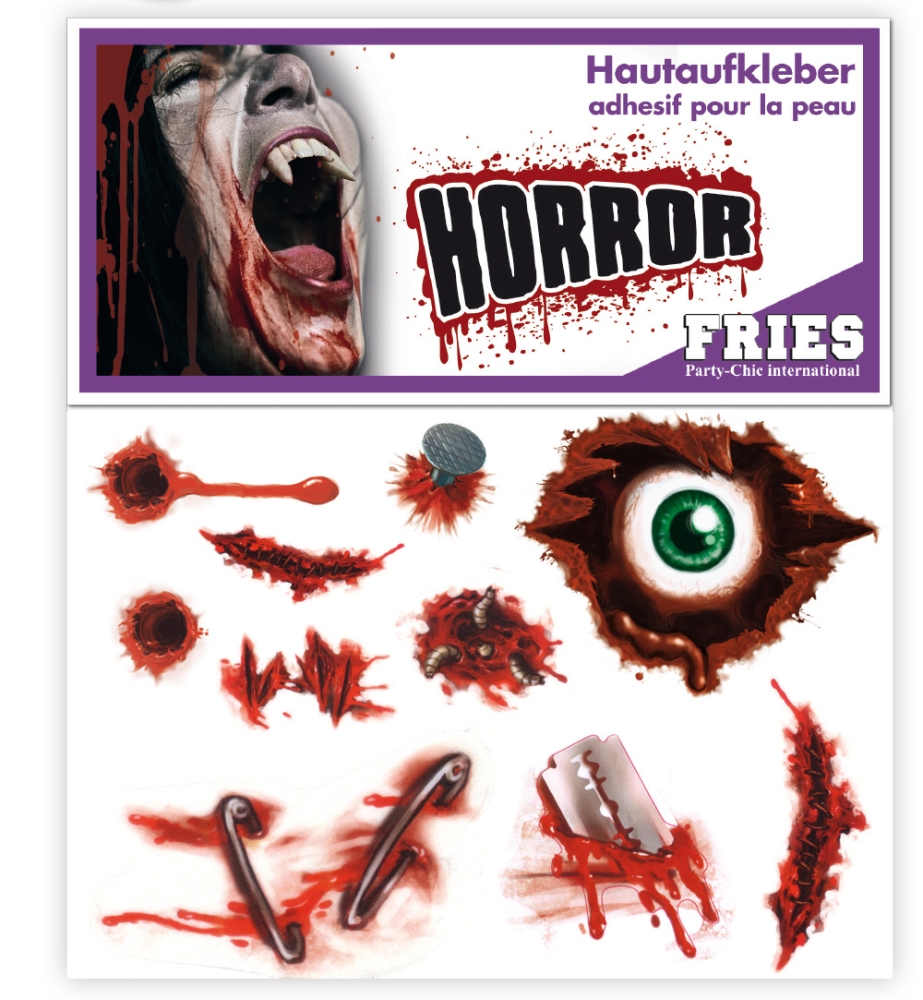 Hautaufkleber Horror, sort. Designs