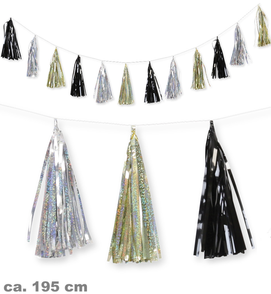 Silvestergirlande, 12 Lametta-Puschel