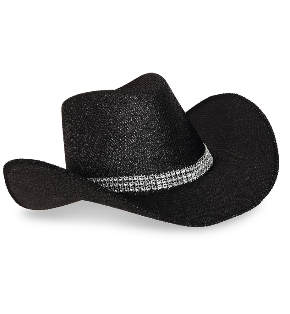 Cowboyhut Glitzer schwarz