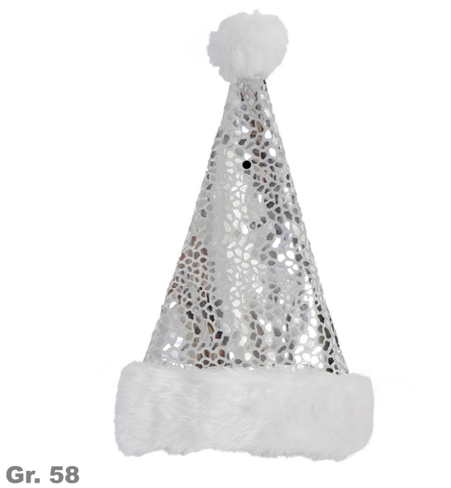 Nikolausmütze glanz silber, Gr. 58 cm