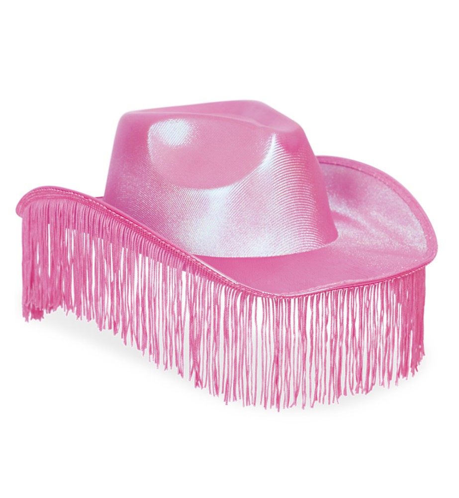 Cowboyhut rosa, Gr. 58 cm, mit Fransen