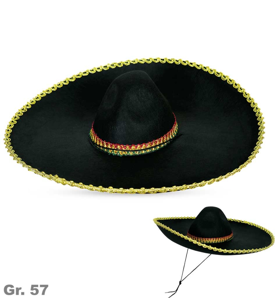 Sombrero schwarz-gold, Gr. 57cm