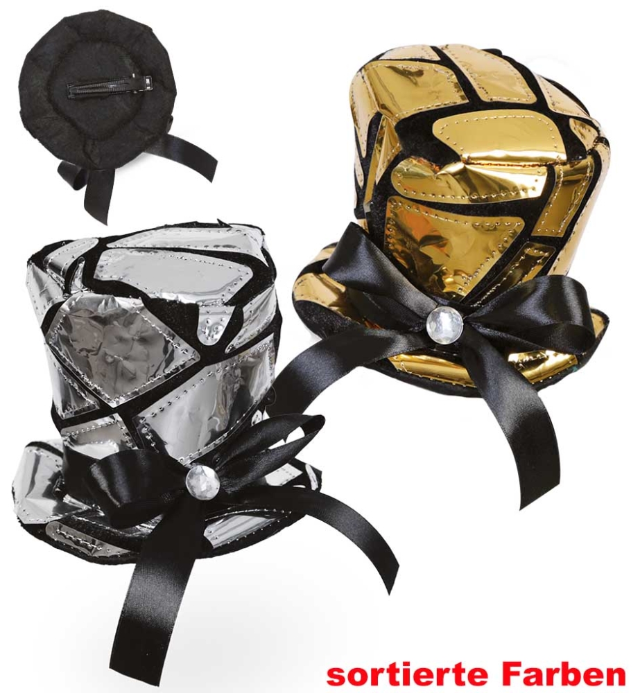 Minihut Glamour, sort., mit 1 Haarclip