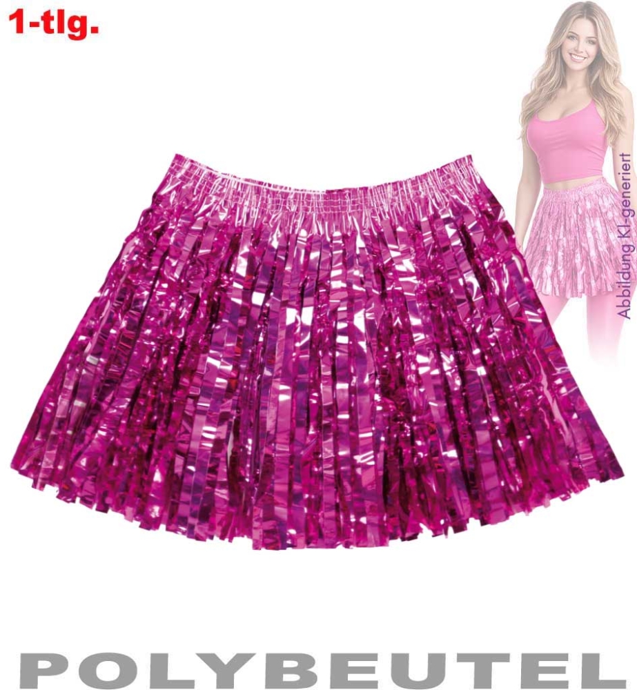 Folienrock pink, Einheitsgröße für Erwachsene
