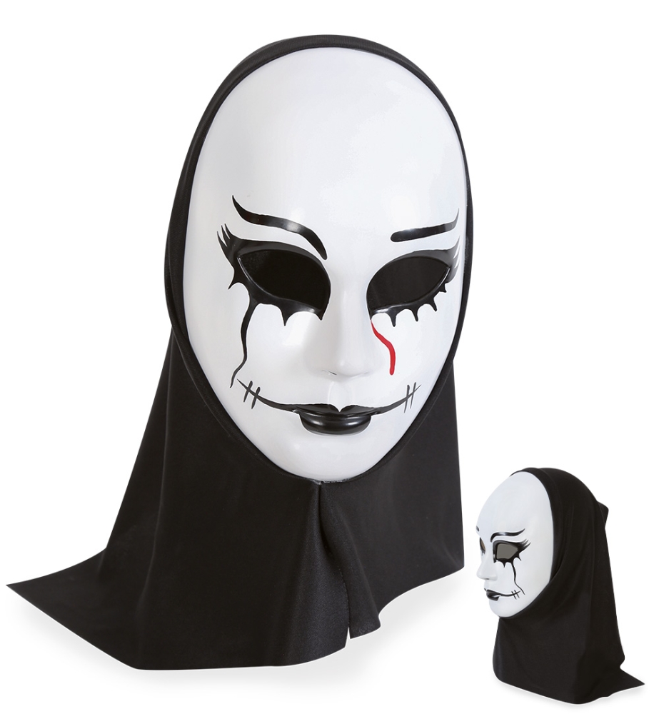 Halbmaske Horror mit Haube