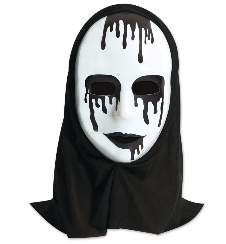 Halbmaske Horror mit Haube, sort. Designs