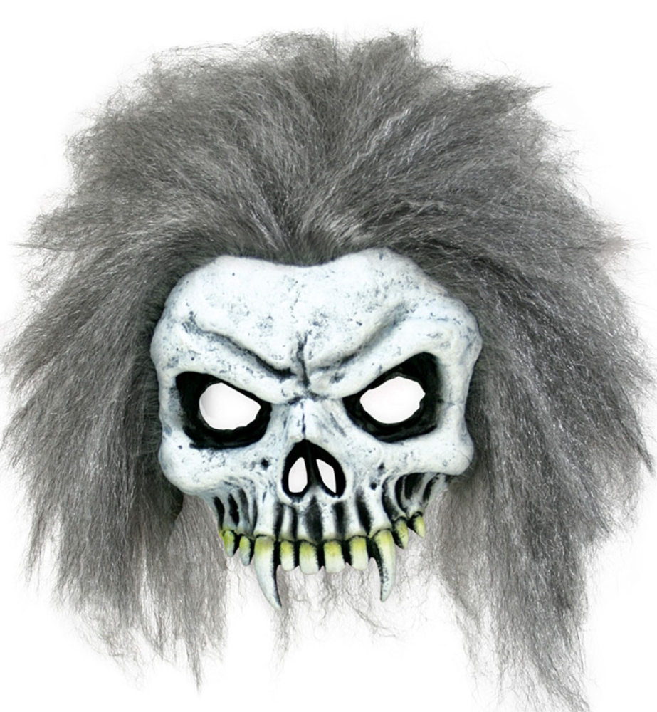 Halbmaske Horror mit Haaren, sort. Modelle