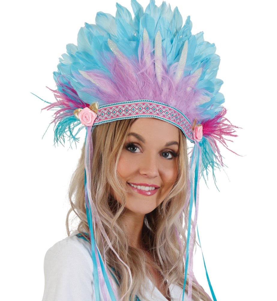 Samba Feder-Kopfschmuck blau